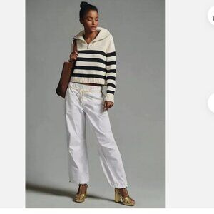 Anthropologie Pilcro S Low-Rise Parachute Pants White Small NWT